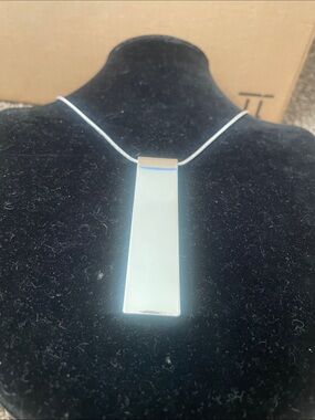Nine West Polished Silver Rectangular Bar Pendant Necklace